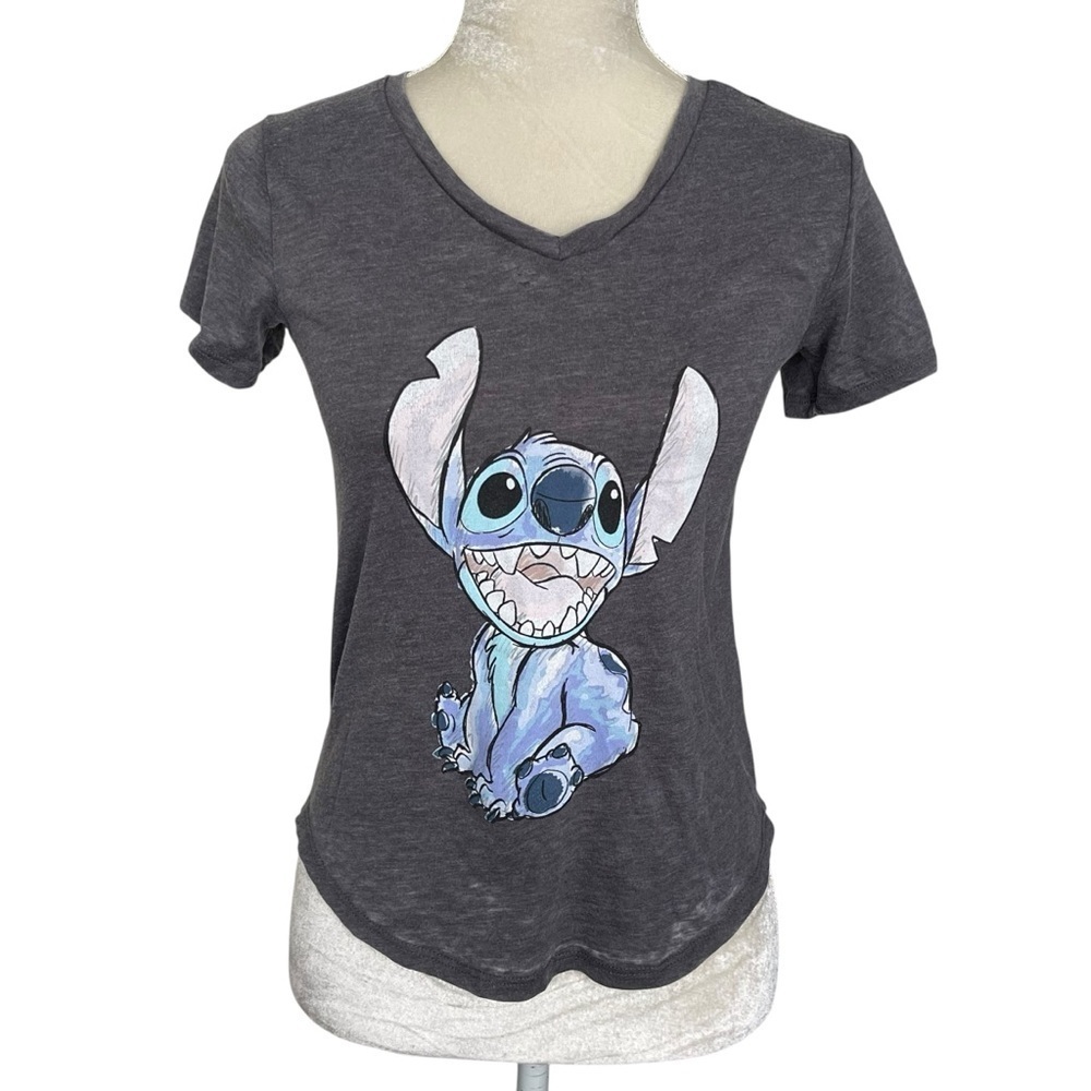 Disney Lilo & Stitch Simply Stitch Gray Graphic T-Shirt  Women’s Size XS